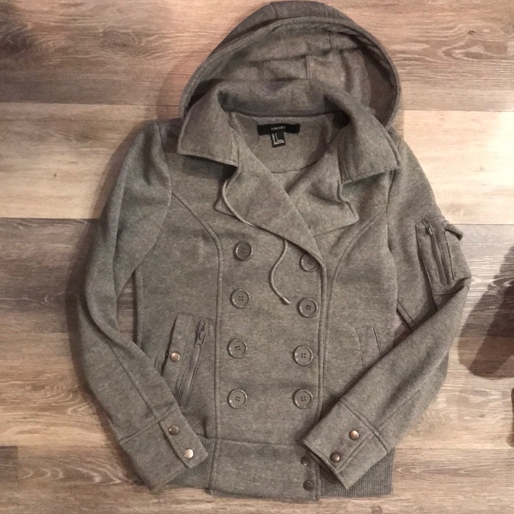 Small forever 21 gray pea coat style jacket